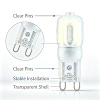 Ampoule LED G9 2W équivalent à 20 watts, remplacement de l'ampoule halogène G9, lumière blanc chaud doux 3000K, petite ampoule LED G9 pour lustre