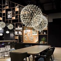 Lustre LED creux en acier inoxydable Spark Ball Lamp pour salon, villa, maison d'hôtes, loft, duplex, escalier