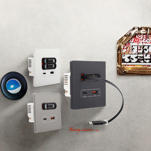 Panel de Pared Multifuncional Industrial de 20W con Puerto USB Tipo-C, Cable de Expansión con Carga Rápida para Teléfono Móvil - Product Image 3