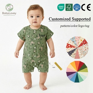 Babylovey Tutina Personalizzata in Morbido Bambù per Neonati, Pigiama con Bottoni, Abbigliamento per Neonati con Stampa Floreale, Body con Pantaloncini - Product Image 1