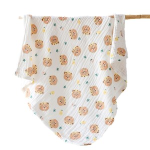 Qidou – couverture en gaze pour bébé, 6 couches, en pur coton, imprimé ours de dessin animé, enveloppe pour nouveau-né, serviette douce et respirante pour nourrissons - Product Image 4