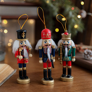 Ensemble de décorations de Noël vintage en bois, soldats casse-noisettes, poupées suspendues pour la décoration de l'arbre de Noël, pour les cadeaux de Noël - Product Image 4