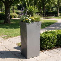 Jardinière rectangulaire en acier inoxydable, pot de fleurs moderne pour balcon, conteneur pour plantes d'extérieur et d'intérieur