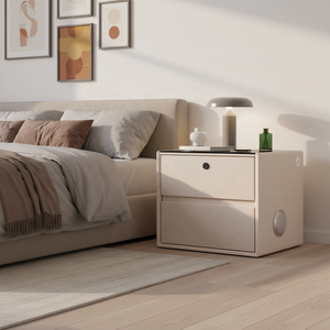 Mesita de Noche Inteligente de Diseño Moderno con Dos <span class=keywords><strong>Cajones</strong></span> de Madera, Altavoz Bluetooth con Huella Dactilar, Muebles <span class=keywords><strong>para</strong></span> Dormitorio - Product Image 2