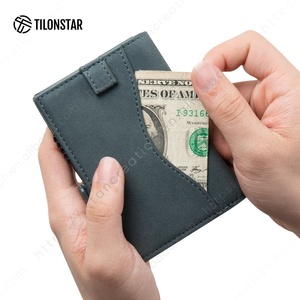 TVC317 prix d'usine <span class=keywords><strong>porte</strong></span>-cartes de crédit en cuir à deux volets pour Airtag Cover Pop up Wallet Men Card Holder - Product Image 4