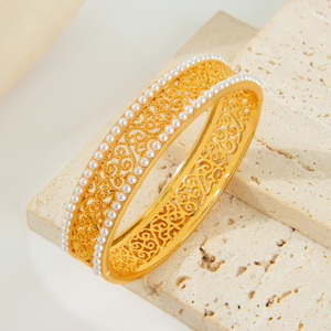 Nouvel Arrivage : Parure de Bijoux Perles Tendance Plaqué Or 21 carats, Bracelets et Bagues Élégants pour Mariage Arabe et Fêtes Féminines - Product Image 5