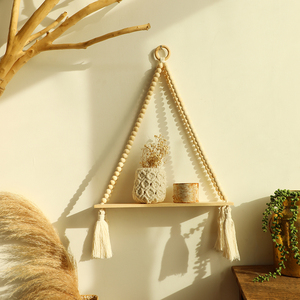 Suspension murale en <span class=keywords><strong>macramé</strong></span> de coton nordique, support de Pot de fleur de plante fait à la main, étagère en bois de <span class=keywords><strong>macramé</strong></span>, décoration intérieure - Product Image 5