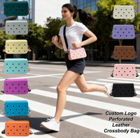 Sac bandoulière en mousse EVA personnalisé avec logo, mini sac messager perforé multicolore unisexe pour les voyages, le métro et les trajets urbains