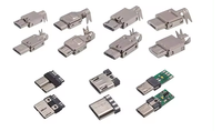 Conector Jinbilai Tipo-C SMD de 6 Pines Hembra/Macho, Superficie Zincada, Recubrimiento de Oro, Carcasa de Acero Inoxidable SUS304, Cobre Fosforado
