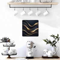 Peinture sur panneau d'aluminium abstraite avec lignes fluides dorées, décoration artistique en métal, impression artistique en aluminium