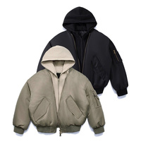 Blouson aviateur noir personnalisé de haute qualité pour hommes col montant surdimensionné en satin de course fermeture éclair Streetwear pour le service d'hiver OEM