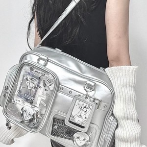Borsa da Studentessa <span class=keywords><strong>Donna</strong></span> in Poliestere con Doppia Cerniera, Grande Capacità, Tracolla, Design a Forma di Bambola da 15 cm con Luce Nascosta, Ideale per Concerti - Product Image 4