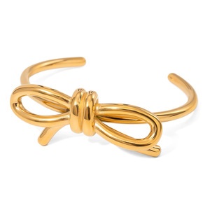 Bracelet à nœud papillon Yueli, plaqué or, acier inoxydable, bijoux unisexes, cadeau tendance - Product Image 5