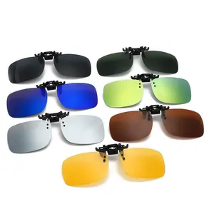 Groothandel Op Maat Gepolariseerde Clip-On Mannen Vrouwen Rijden Zonnebril Metalen Randloze Gouden Spiegel Opklapbare Anti-Glare Rijbril