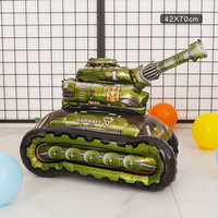 4D Tank Engineering Car Excavator Car Assemble Foil Balloon Stand Boy Baby's First Birthday Decoration