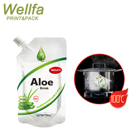 Pochette Doypack transparente à bec verseur pour eau de coco, résistante aux hautes températures, pour boissons à base d'aloe vera, sachet rétractable stérilisable