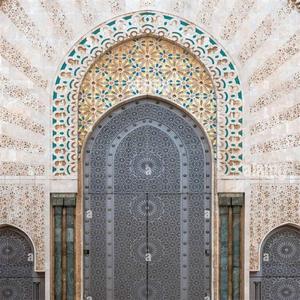 Pintu Masjid Mekkah Arab Saudi dari Baja Anti Karat, Gaya Postmodern, Dekorasi Islami Arab, Seni Floral, Permukaan Logam Finishing, Pintu Masuk Kuil - Product Image 3