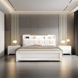 Cadre <span class=keywords><strong>de</strong></span> lit en bois massif multifonctionnel moderne avec tête <span class=keywords><strong>de</strong></span> lit, rangement, support en lattes <span class=keywords><strong>de</strong></span> bois et <span class=keywords><strong>sommier</strong></span>, meubles <span class=keywords><strong>de</strong></span> chambre à coucher - Product Image 4