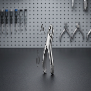 DENTRIC IMPLANTS Instruments chirurgicaux dentaires de type américain, forceps d'extraction avec pointes centrales supérieures et canin - Product Image 1