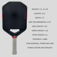 Raquette de pickleball QK de haute qualité en fibre de carbone T700 avec noyau en mousse EPP pour un contrôle de puissance amélioré