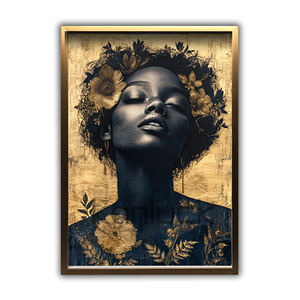 Golden Bloom Afrika Wanita Kecantikan Seni cetak di kanvas lukisan seni laris - Product Image 1