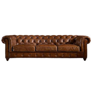 Juego de Sofás de Cuero Encerado Americano 1+<span class=keywords><strong>2</strong></span>+3, Estilo Moderno, Cuero Marrón, Relleno de Esponja, Duradero, Económico, Muebles para Sala de Estar/Apartamento - Product Image 3