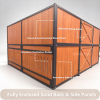 Box de chevaletage préfabriqué sur mesure 12x12 pieds avec abreuvoir en acier inoxydable et mangeoire pivotante pour ferme équestre