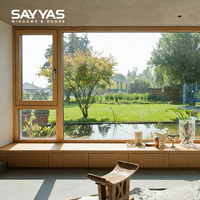 Ventanas Sayyas F120 de Lujo Estilo Europeo, Insonorizadas, Triple Acristalamiento, Abatibles y Giratorias, Ventana de Madera Revestida de Aluminio