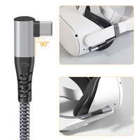 Câble de transfert de données 5 Gbps en nylon tressé 6 m 3A USB A vers Type C à angle droit, câble rapide pour la liaison VR, pour les lunettes VR Oculus Quest et Pico