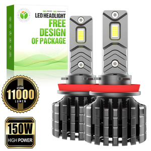 Bombillas LED Delanteras para Vehículos, Resistentes a la Intemperie, Alto Rendimiento, 150W, 11000Lm, 6500K, 9-63V, H11 F15A, para Dropshipping y Tiendas <span class=keywords><strong>de</strong></span> Comercio Electrónico - Product Image 1