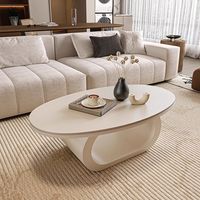 Table basse ovale moderne et minimaliste en marbre, avec structure métallique et plateau en dalle de pierre, durable et facile à nettoyer, mobilier de salon pour petits espaces