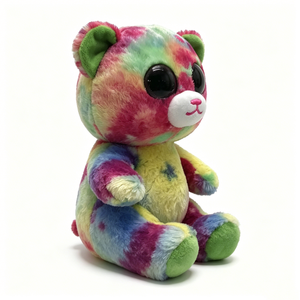 Oso de peluche personalizado con efecto tie-dye, oso de peluche arcoíris, oso de peluche sentado de colores. - Product Image 1
