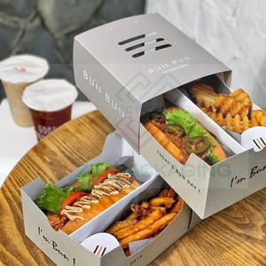 Benutzer definiertes Logo Pommes Frites Fast-Food-Verpackung Take Away <span class=keywords><strong>Box</strong></span> Einweg zum Mitnehmen Mittagessen <span class=keywords><strong>Burger</strong></span> Fry Chicken <span class=keywords><strong>Box</strong></span> Papier Lebensmittel behälter - Product Image 6