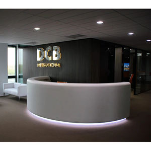 Corians แผนกต้อนรับโค้งสีขาวแผนกต้อนรับส่วนหน้าสำนักงานแผนกต้อนรับส่วนหน้าทรงโค้ง - Product Image 3