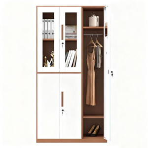 ארון קבצים, ארון קבצים מתכת עם דלתות זכוכית, מוט תלוי ומדפים מתכווננים עבור אחסון רב אזור אחסון - Product Image 2