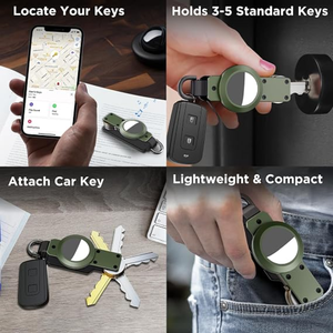 Aluminium sleutelorganizer voor AirTag tracker anti-verlies sleutelhouder met autosleutelring compacte EDC sleutelhanger tracker houder - Product Image 2