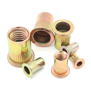 Tuerca de remache Cabeza plana grande Cuerpo moleteado redondo Tuerca de inserción Venta caliente Imperial Tamaño en pulgadas Acero al carbono Amarillo o azul Galvanizado - Product Image 3