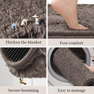 Alfombra de Baño Rectangular de Microfibra Absorbente Antideslizante Estilo Minimalista Color Marrón Crema - Product Image 5