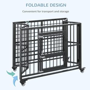 Cage de caisse pour chien en métal pliable empilable et robuste Chenil diviseur de 43 pouces avec plateau amovible - Product Image 4