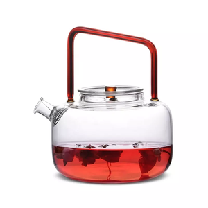 Pot kopi tahan panas gagang kaca merah Infuser kaca aman kompor 650ml kualitas tinggi - Product Image 1