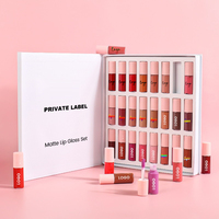24 pièces ensemble de rouge à lèvres boîte-cadeau Kit de rouge à lèvres mat kit de brillant à lèvres scintillant en gros vendeur de brillant à lèvres transparent