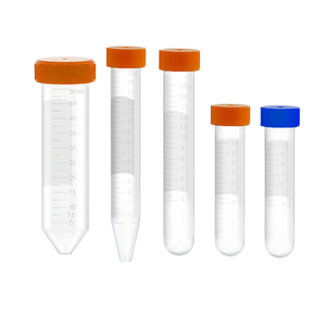 Tubos de Centrífuga de Plástico de 15 ml y 50 ml, Fondo Cónico, Graduados, Naranja y Azul, con Tapa de Rosca - Product Image 1