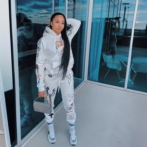 Graffiti Eropa Amerika Serikat Lintas Batas Pakaian Musim Dingin Wanita Baru Katun Poliester Lengan Panjang Laris Manis Fashion Kasual - Product Image 4