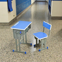 Alta calidad de encargo al por mayor de metal moderno aula escolar muebles estudiantes solo conjunto de escritorios y sillas con alta calidad