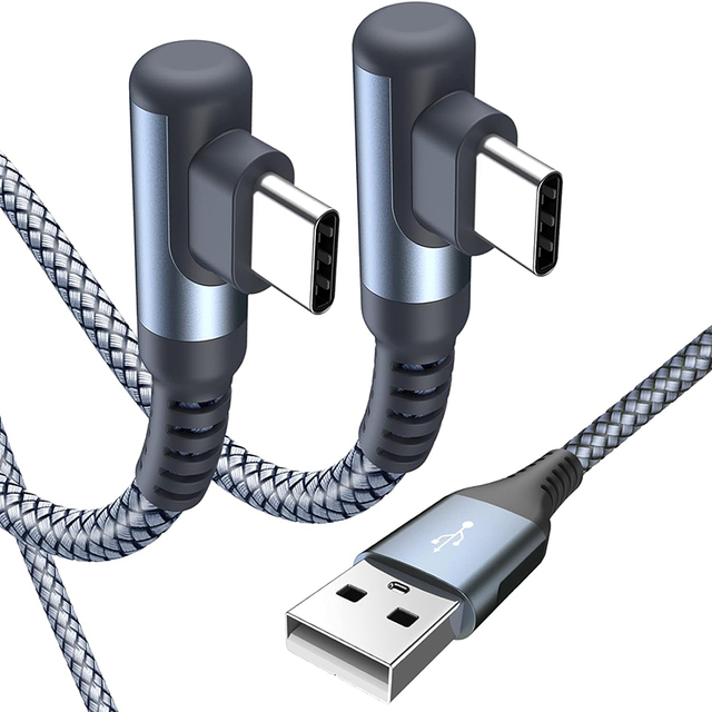 Right Angle 90 Degree Elbow Fast Charging Braided Nylon USB a to Type C Data Cable for Computer Barcode Scanner Earphone
