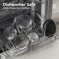 Poêle à frire antiadhésive en acier inoxydable triple couche, batterie de cuisine saine, non toxique, compatible lave-vaisselle, four et induction