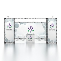 Structure de stand modulaire portable en aluminium noir 10x20 pour exposition, promotion et salon professionnel