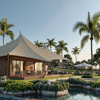Tente de luxe tout-en-un, villa, solutions de villégiature, design moderne, services intérieurs personnalisés, conception graphique pour chambre à coucher, solution de projet