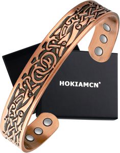 Pulsera Magnética para Hombre y Mujer, 99.9% Cobre Puro Sólido con 6 Imanes Potentes, Ajustable, Caja de Regalo, para Padre - Product Image 1