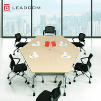 Tables de formation scolaires LEADCOM PALERMO LS-4-8A à plateau rabattable, tables modulaires de bureau commerciales, structure en acier, table de formation pliante pour conférences